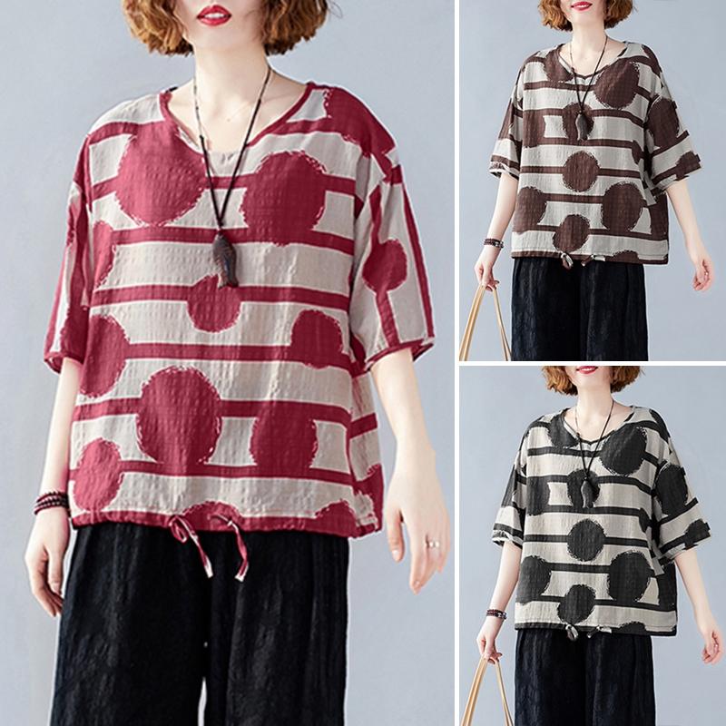 Áo Nữ ZANZEA Tay Lửng Họa Tiết Chấm Bi Thời Trang Quyến Rũ