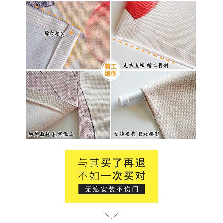 Rèm Cửa Lửng Chia Phòng Bằng Vải Lanh Cotton Chống Dầu In Họa Tiết Ukiyo-e Kanagawa Phong Cách Nhật Bản Dành Cho Nhà Bếp