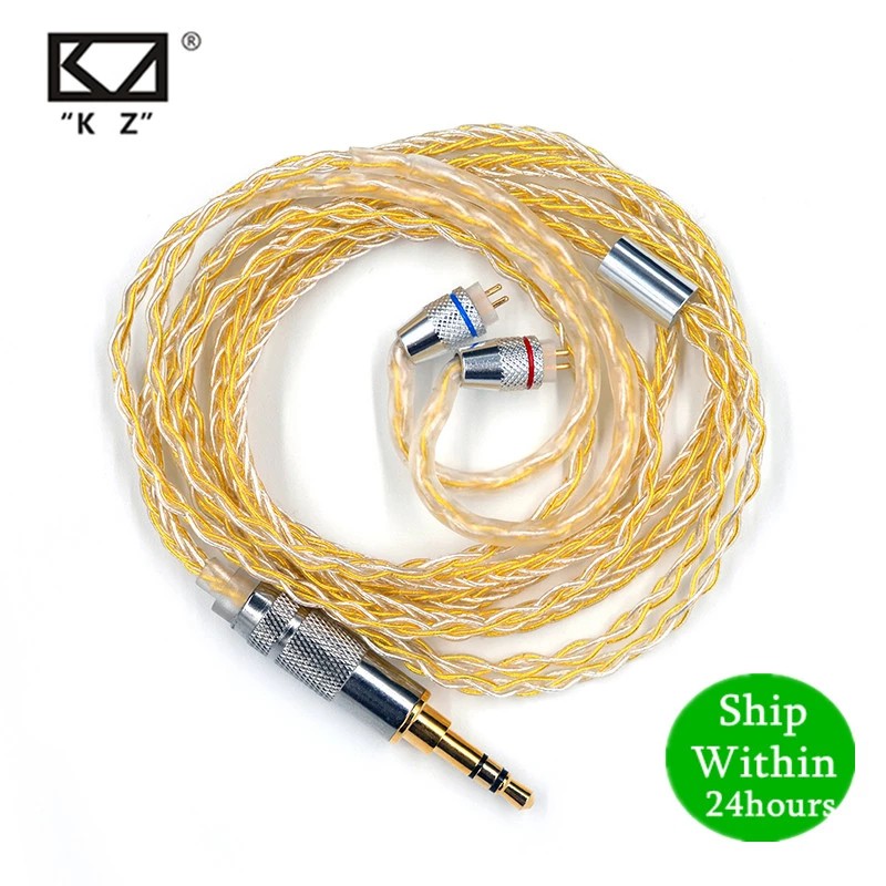 Dây cáp tai nghe nâng cấp KZ mạ vàng/ bạc cho tai nghe chính hãng Zs10 Pro Zsn Zs10 As10 As06 Zst Es4 Zsn Pro As16