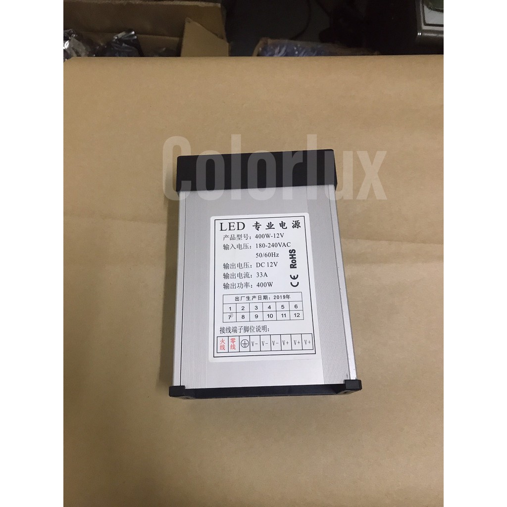 Nguồn LED nguồn đèn led 12V 400w vỏ nhôm chống nước, Nguồn 12V 33A _ 400W ngoài trời