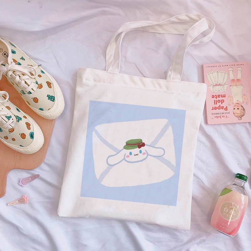 Cindynamoroll Túi Xách tote Hàn Quốc Họa Tiết Dễ Thương Không Khóa Kéo Cho Nữ