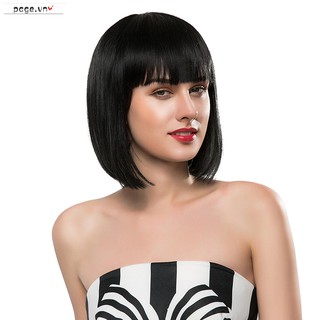 Tóc giả nữ mái ngố kiểu ngắn ngang cổ điển