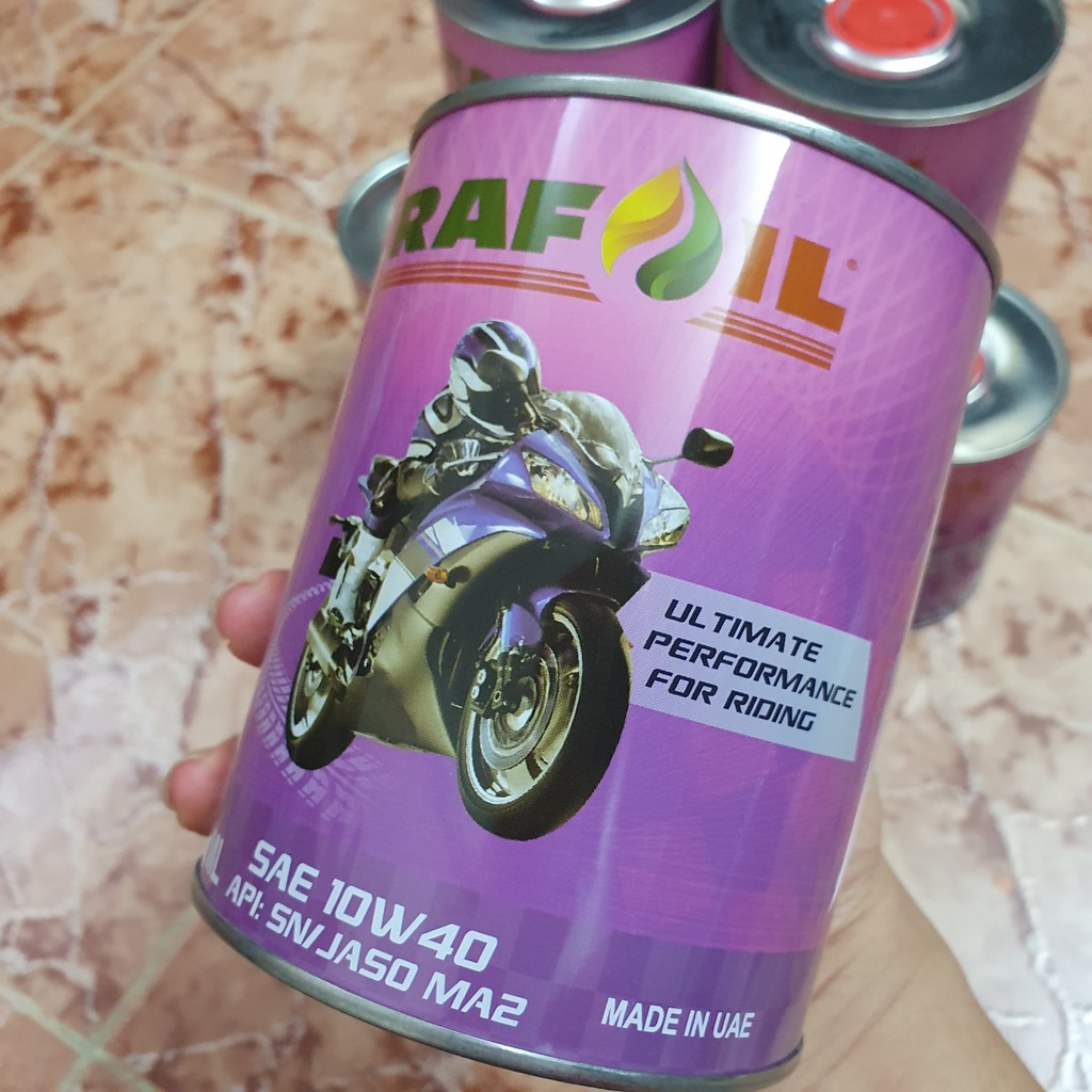 Combo 6 Lon Nhớt Full Tổng Hợp RAFOIL 10W40 800ml - Ultimate Performance For Riding - Made in UAE (Ả Rập)