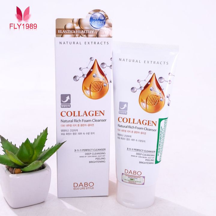 Sữa rửa mặt Collagen trắng da chống lão hoá Hàn Quốc Dabo Natural Rich Foam Cleanser 180 ml