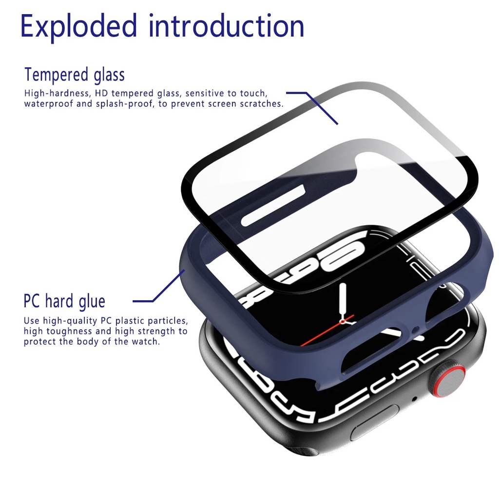 Ốp kính cường lực PC siêu mỏng bảo vệ màn hình đồng hồ phù hợp với Apple Watch Series 7 6 SE iwatch 40mm 44mm 41mm 45mm