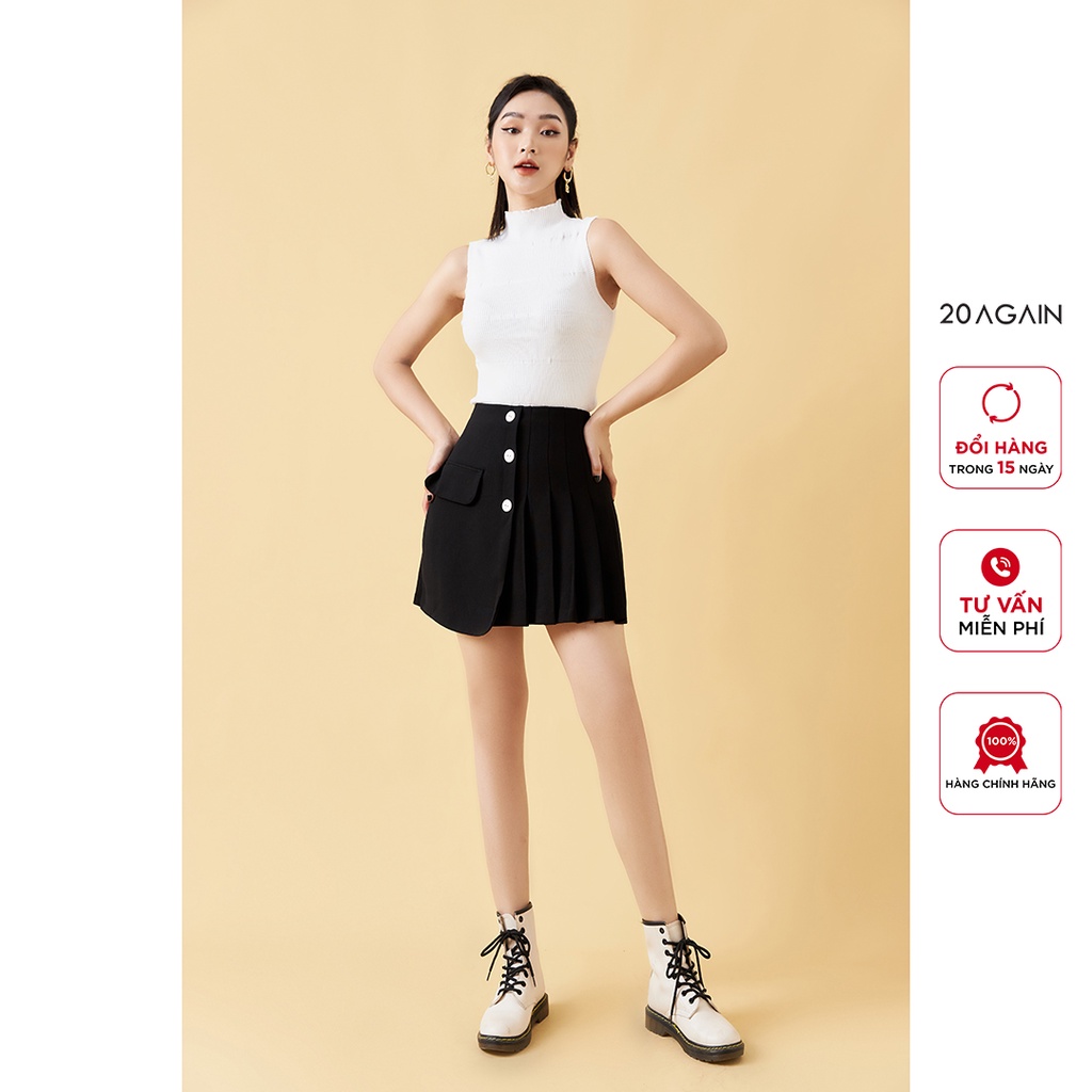 [Mã WABR20AG15 giảm 10% đơn 99K] Chân váy chữ A xếp ly một bên 20AGAIN, thiết kế trẻ trung, hiện đại JBA2108 | BigBuy360 - bigbuy360.vn