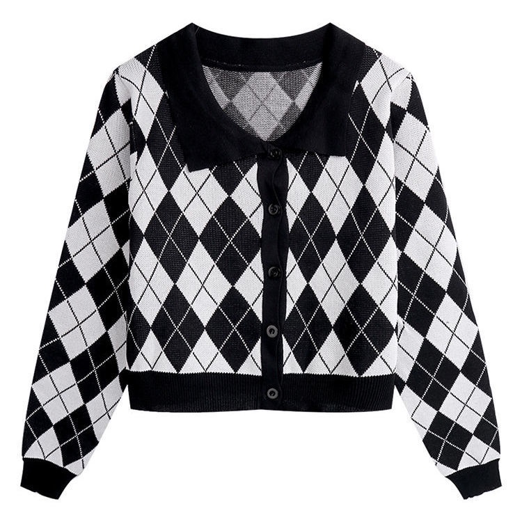 COZOK Áo Sweater Dệt Kim Cổ POLO Dáng Ngắn Kiểu Retro Thời Trang