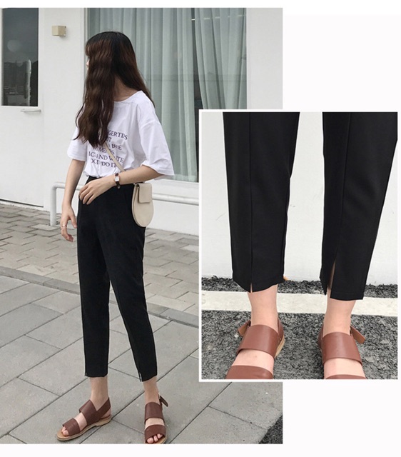 Quần tây big size màu đen baggy xếp li xẻ lai size lớn 65-90kg