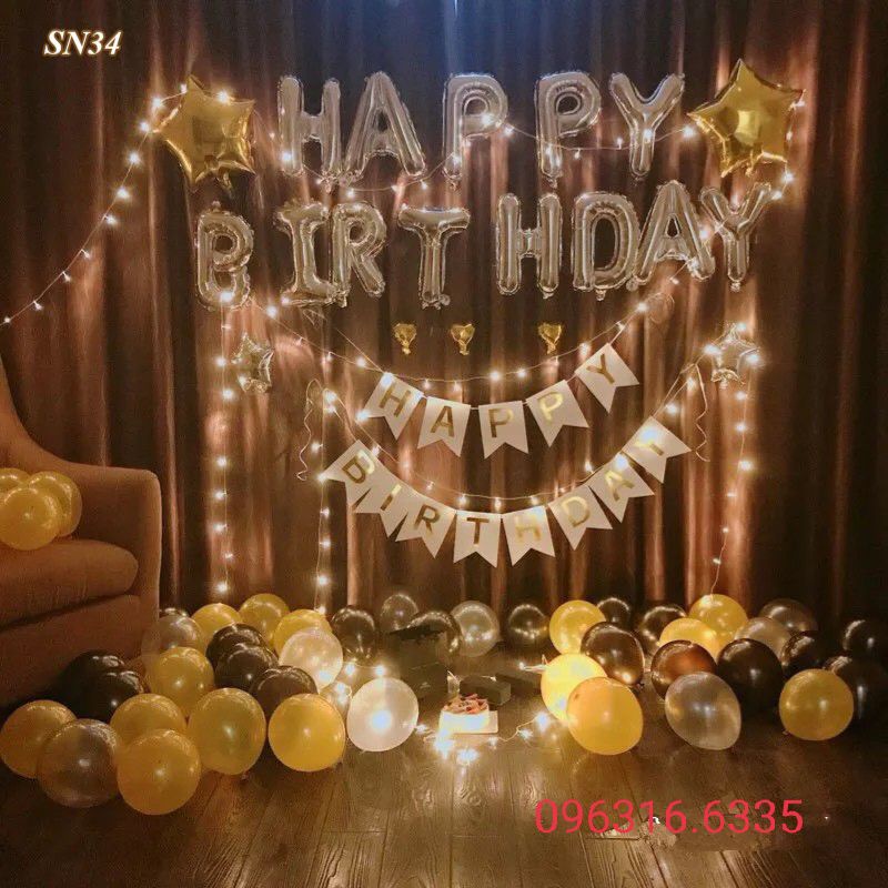 Set❤️bóng trang trí sinh nhật❤️Happy Birthday kèm đèn Led