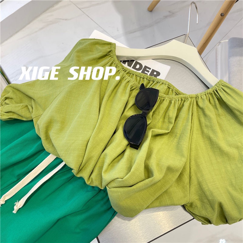 Áo Trễ Vai Tay Ngắn Dáng Rộng Thời Trang Mùa Hè Phong Cách Hong Kong Cho Nữ