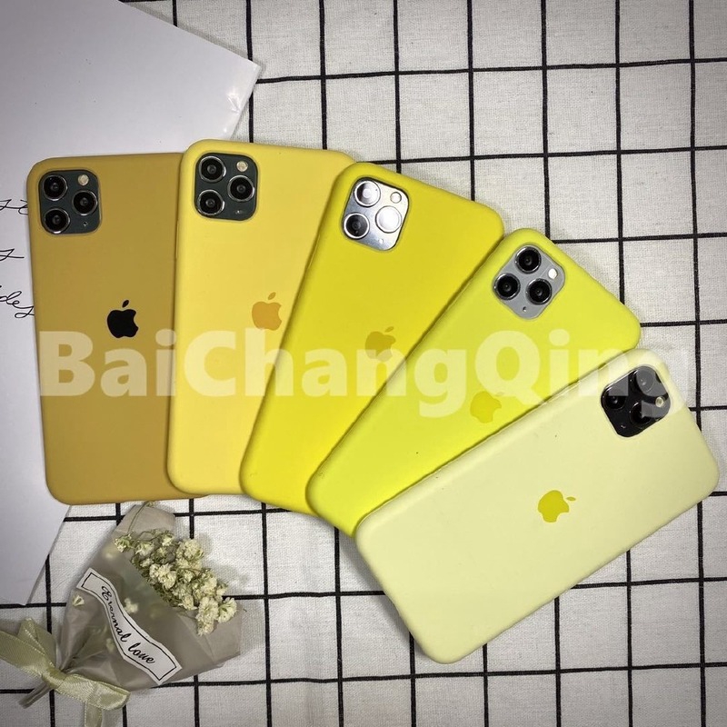 Ốp Full Covered Real Liquid Silicone IPhone 11 PRO Max SE2020 X XS Max XR 7 8 7P 8P 6s 6p High Quality Phone Cover Light Yellow/yellow/gold/milk Yellow/lemon Yellow