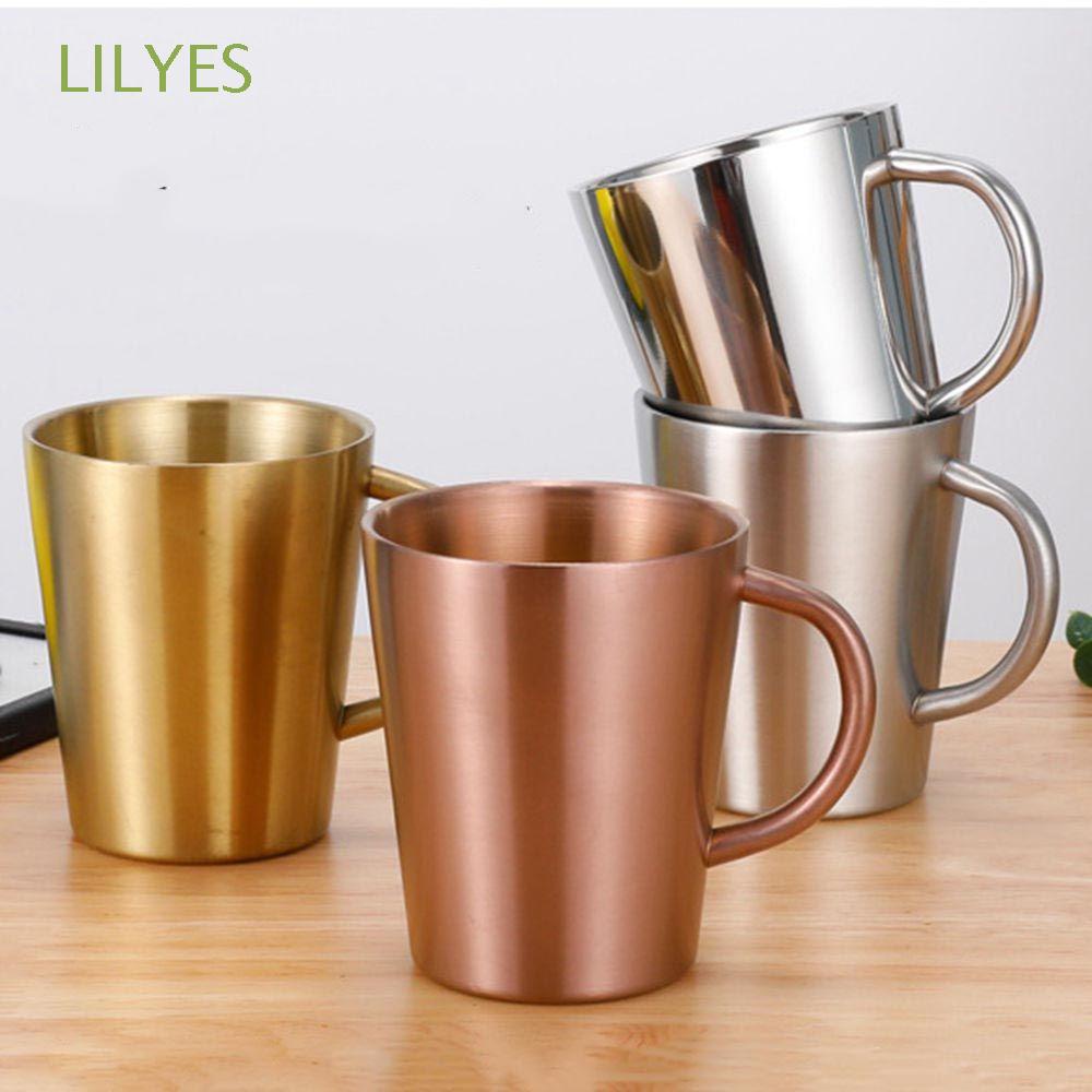 Cốc Uống Bia / Cà Phê Bằng Thép Không Gỉ Có Tay Cầm Chống Bỏng Nhiều Màu Tùy Chọn