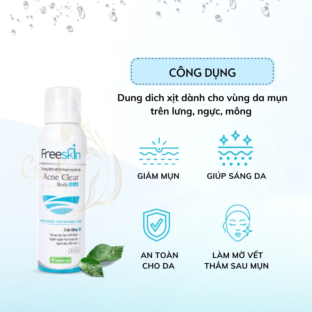 Xịt mụn lưng giảm mờ thâm mụn freeskin 80ml dung dịch xịt giảm mụn lưng ngực mông chân cánh tay – shop bách hóa cẩm long