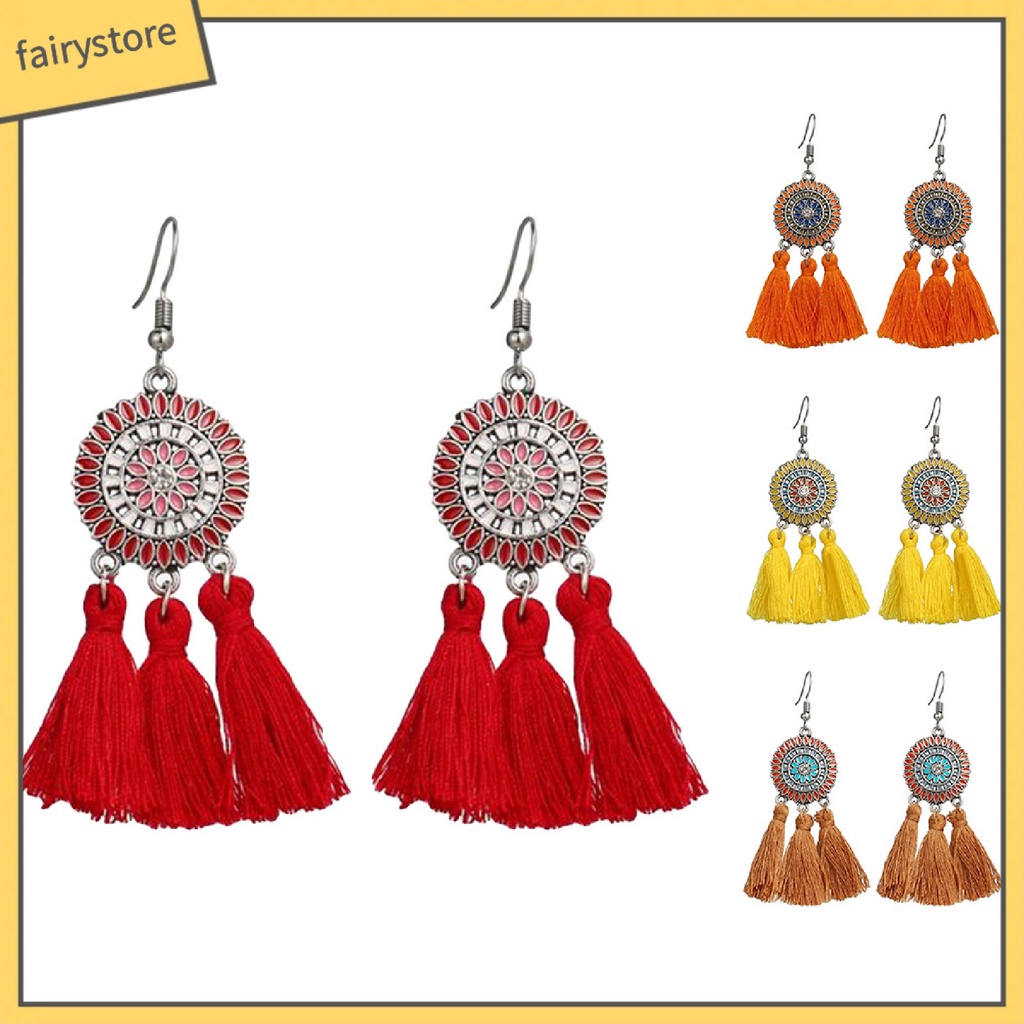 Hoa Tai Tua Rua Dáng Dài Hình Hoa Hướng Dương Bằng Hợp Kim Phong Cách Bohemian