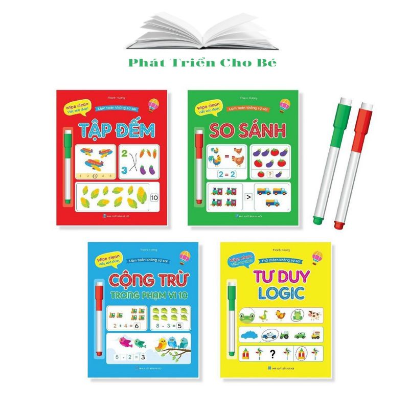 Sách - Làm Toán Không Sợ Sai Wipe Clean Viết Xóa Được Kèm 2 Bút