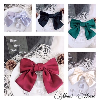 Kẹp tóc phối nơ vải lụa satin bản to nhìu màu phong cách Hàn Quốc