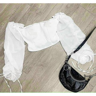 Áo phi lụa bẹt vai tay dài xinh GB21092 mới