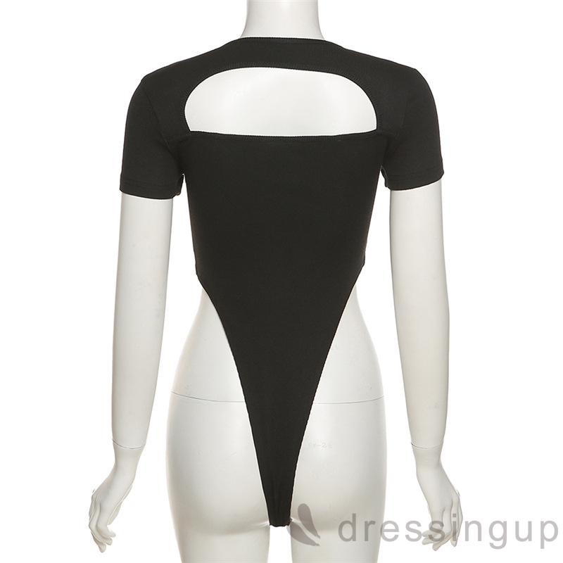 Áo Liền Quần Tay Ngắn Cổ Vuông Dáng Ôm Phối Màu Tương Phản Thời Trang Cho Nữ | BigBuy360 - bigbuy360.vn