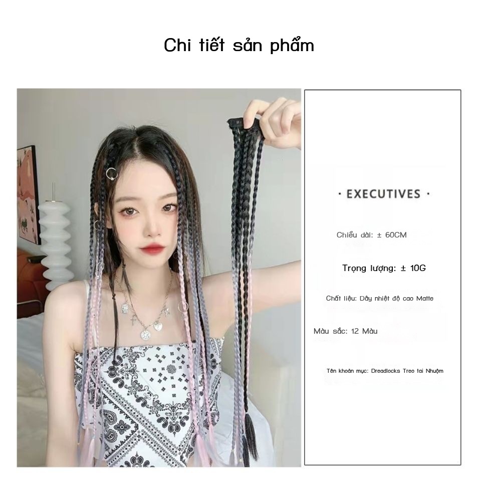 [Aishang Đẹp Phụ Kiện] Tóc Giả Thắt Bím Ngắn Phong Cách Âu Mỹ Màu Gradient Có Kẹp Dài Không Đường May Cho Nữ