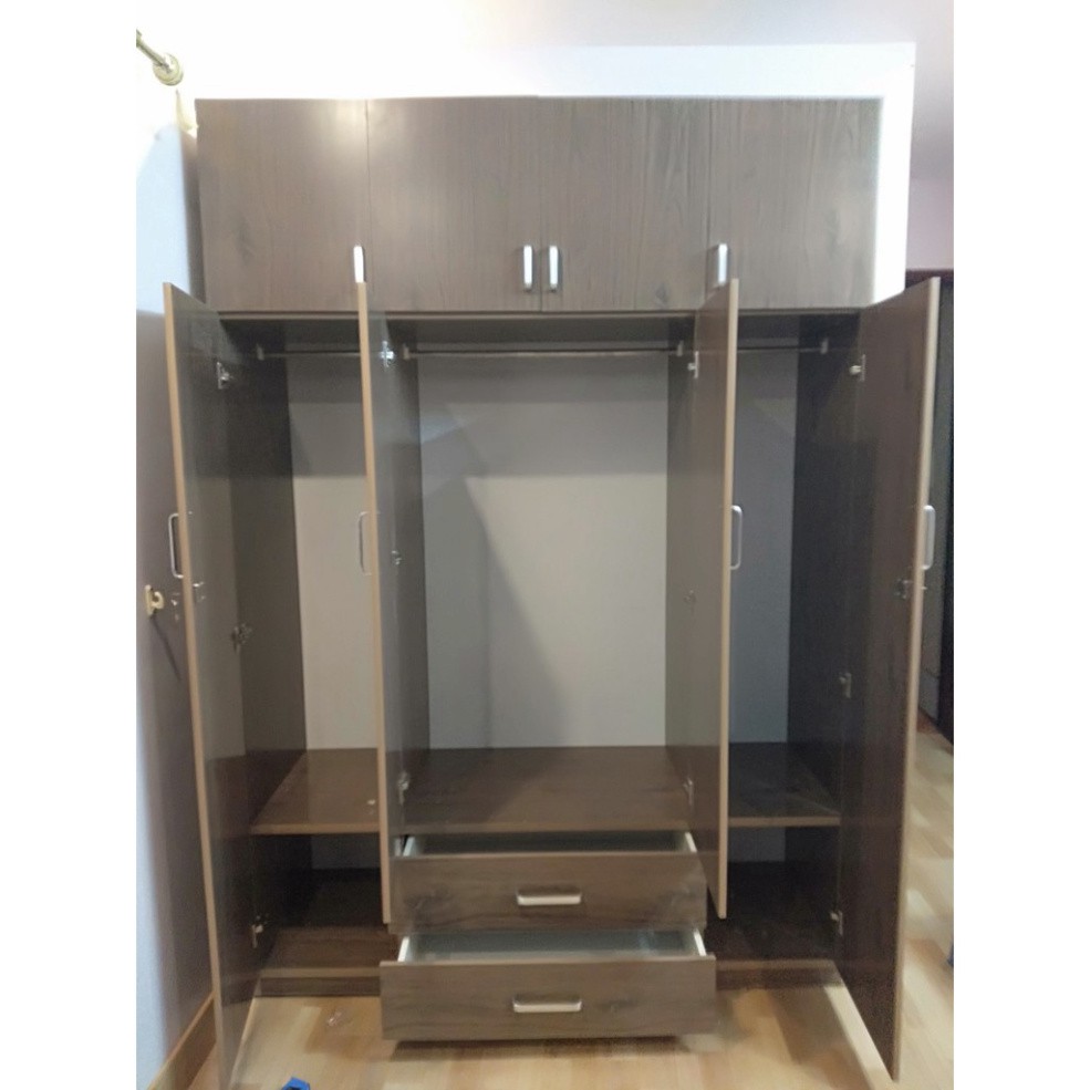 Tủ quần áo 4 cánh cao kịch trần có khoang để chăn giá rẻ free ship vận chuyển lắp đặt nhựa chính hãng cao 2m4 ngang 1m65
