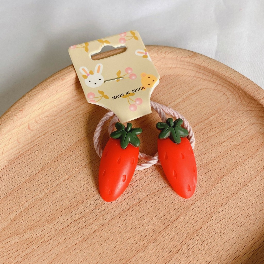 SET 2 DÂY BUỘC TÓC, CỘT TÓC CHO BÉ GÁI HÌNH TRÁI CÂY NHÁM BẢN TO