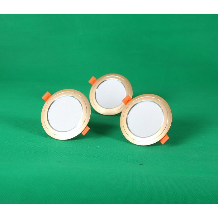 Bộ 2 Đèn Led âm trần đổi màu 7w vỏ vàng, đèn trang trí giá rẻ