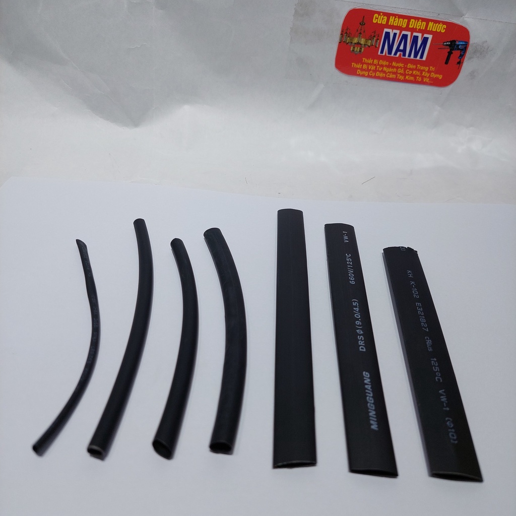 2 mét hoặc 1 mét  ống  gen co nhiệt các màu Đen nhiều kích cỡ khách nhau 2mm, 4mm, 5mm, 6mm, 8mm, 9mm ,10mm