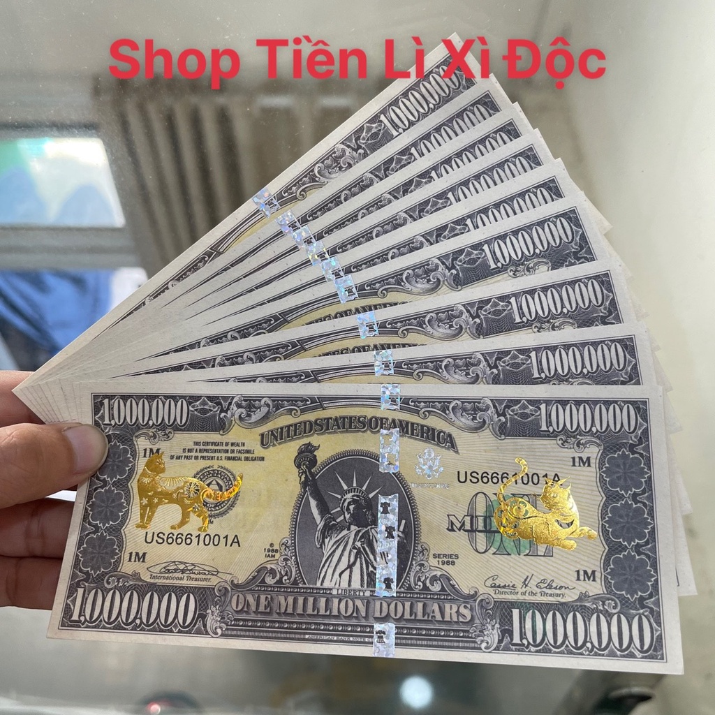 Combo 10 Tờ Tiền Triệu Đô Mạ Vàng Con Mèo, Lì Xì Tết 2023 Cực Độc