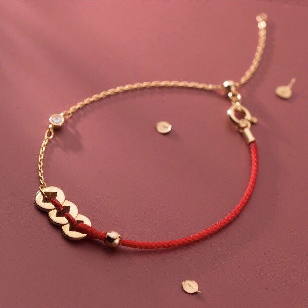 Vòng Tay Chỉ Đỏ Unisex Charm Mèo Thần Tài S999 May Mắn - Lắc Tay Bạc Nữ MIRASON Kỳ Lân Tài Lộc Mix Sợi Chỉ Đỏ