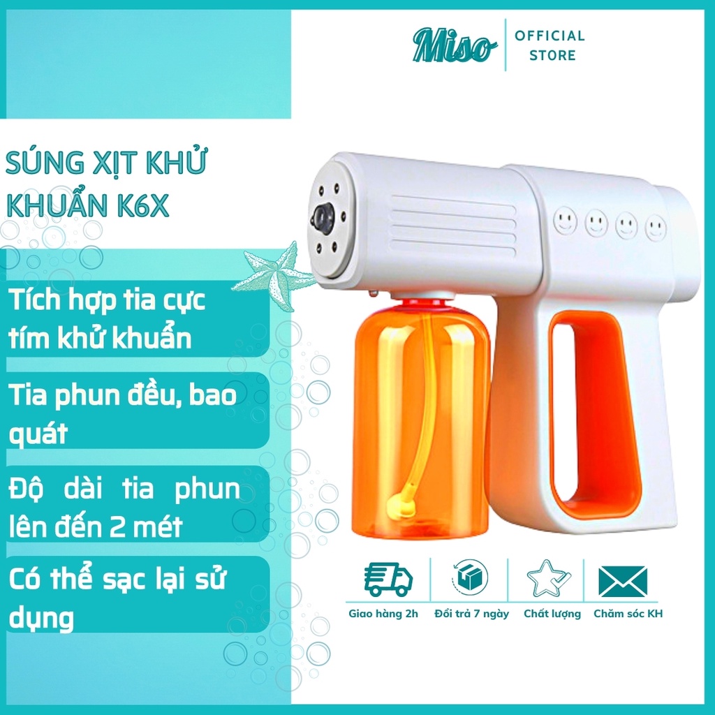 Máy Phun Khử Khuẩn Cầm Tay K5 K6X Cao Cấp [Có Đèn Hồng Ngoại] Máy xịt khử khuẩn phun sương mini 6 tia laser