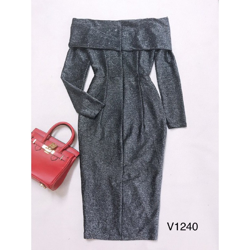 [ xả kho ] MiD Đầm body trễ vai nhũ kim tuyết V1240 cao cấp Mie Design kèm ảnh thật