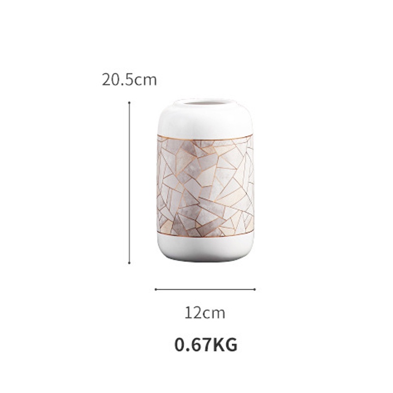 Bình hoa bằng gốm sứ vân đá sang trang - BC138 - Jassi Decor