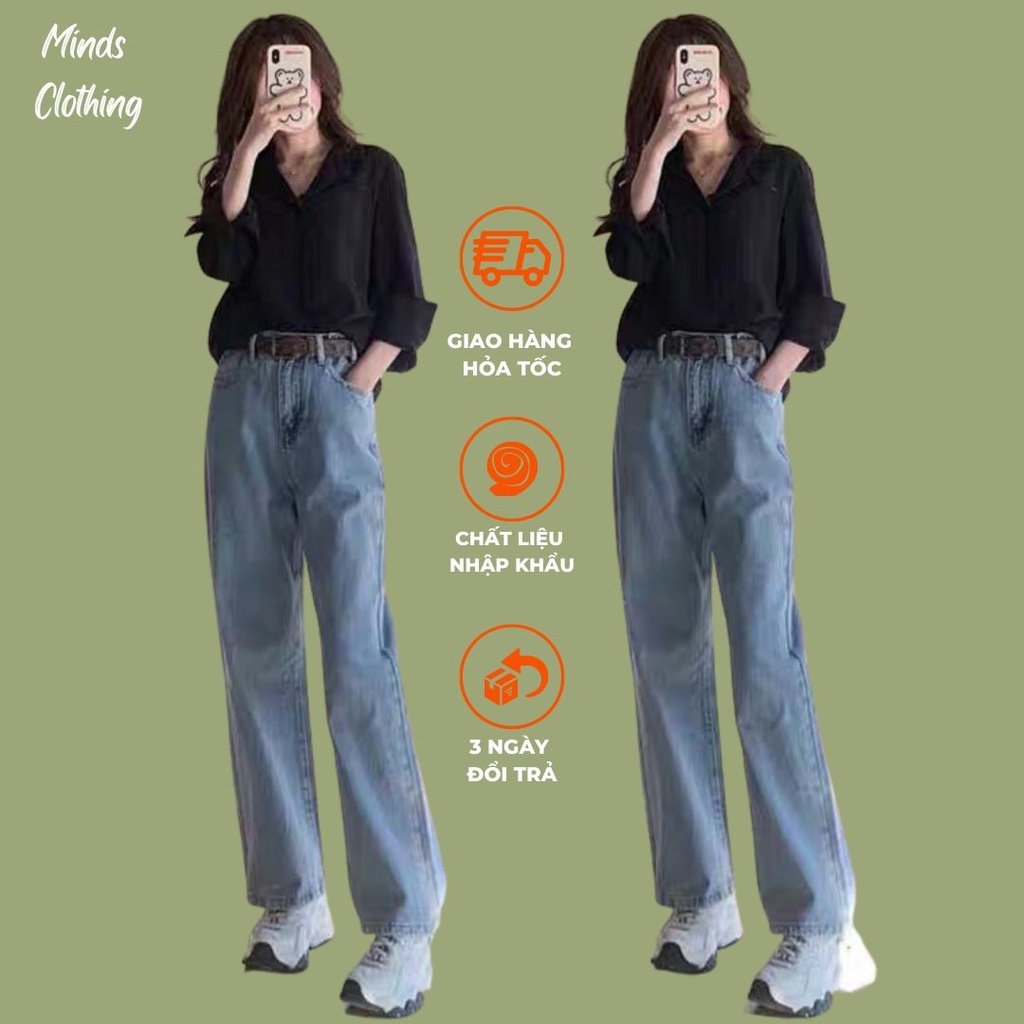 Quần Jean baggy, jeans ống suông rộng nữ Ulzzang phong cách Hàn Quốc