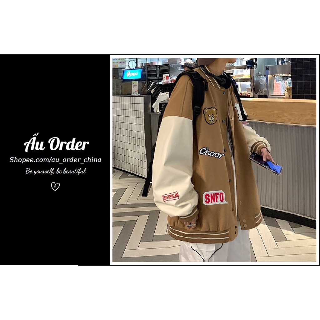  [ORDER 2 - 3 TUẦN] Áo khoác bomber dài tay in hình gấu nâu Super Bigsize đến 150kg | BigBuy360 - bigbuy360.vn