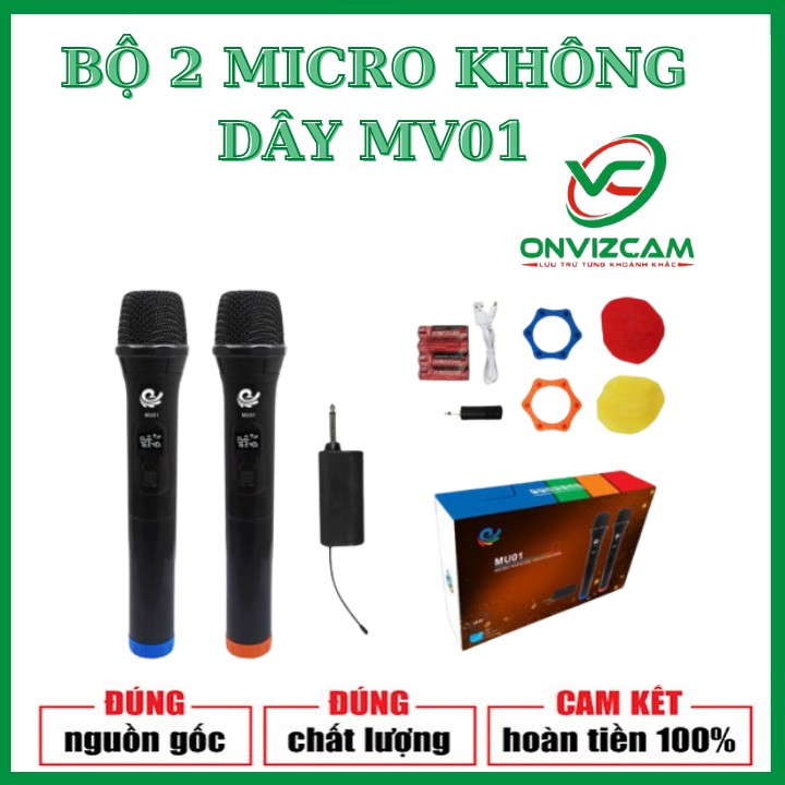 Bộ micro không dây Ontekco Mv02/ vietstar Mv01 chạy loa kéo, âm ly, dàn loa