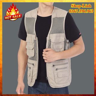Áo gile nam túi hộp, áo ghiLe nhiều túi phong cách trung niên chiến thuật đi phượt