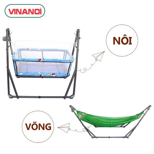 Nôi Võng Đưa Tự Động 3 Trong 1 VINANOI - Vừa Làm Nôi Vừa Làm Giá Phơi Đồ Cho Bé Vừa Làm Võng Cho Mẹ Vừa Làm Giá Phơi Đồ