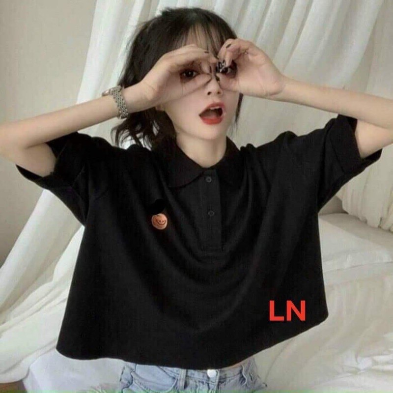 Áo polo croptop mặt cười LN11
