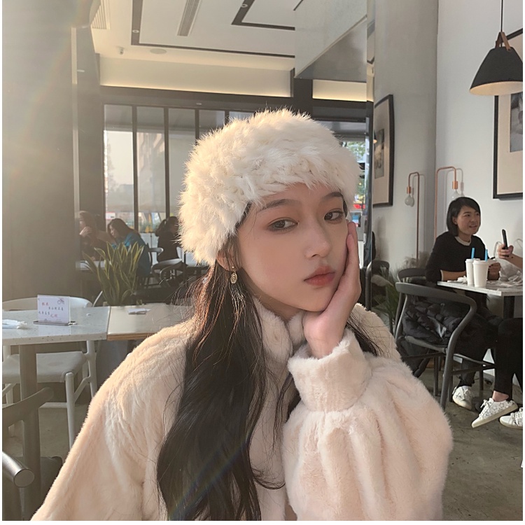 Băng đô bản rộng vải nhung lông thỏ phong cách Hàn Quốc và Nhật Bản siêu xinh đẹp thời trang thu đông ấm áp cho trẻ em