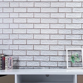 Cuộn 10 mét giấy dán tường Gạch 3d xám trắng 45cm keo sẵn