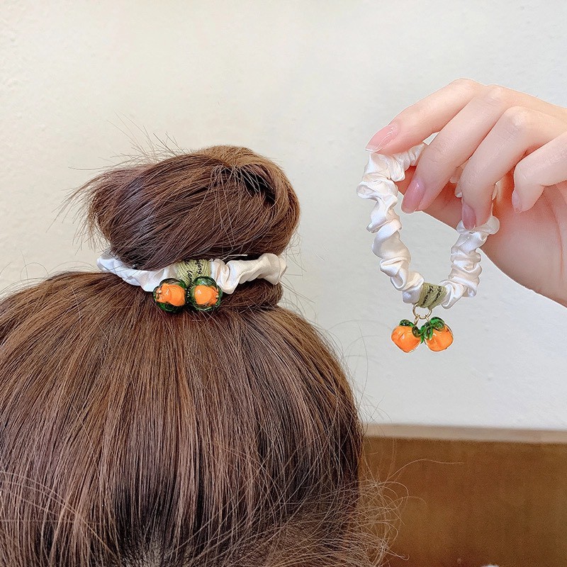 Dây Buộc Tóc Vải Scrunchies Quả Siêu Hot Trend