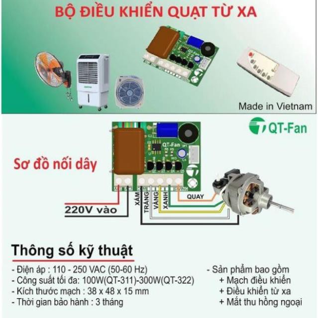 Bộ Điều Khiển Quạt Từ Xa QT-311 (Chế Quạt Thường Thành Từ Xa)