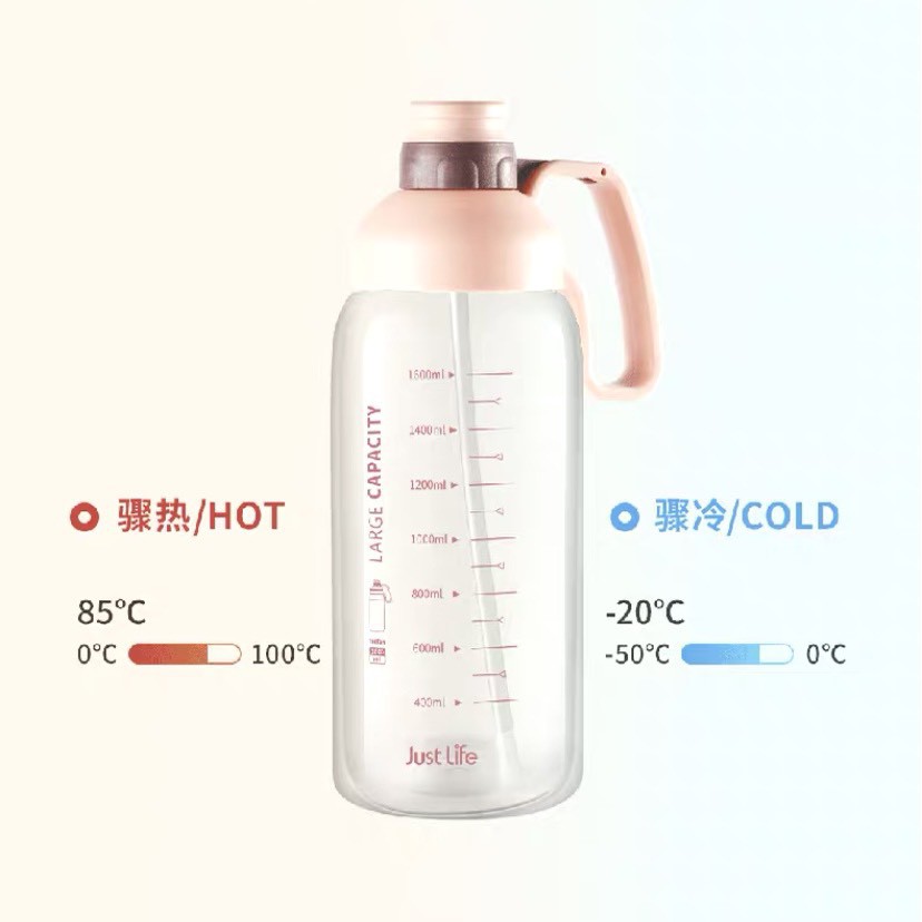Bình Đựng Nước Sports Cup Phong Cách Thể Thao Có Ống Hút Và Dây Đeo Tiện Lợi 1800ml
