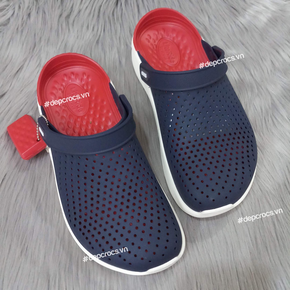 (Chính hãng) Dép sục crocs literide chính hãng nam nữ unisex, dép cross literide màu navy đỏ- crocs house