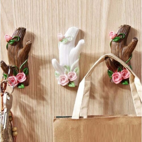 Móc treo tường giả gốc cây hoa hồng dễ thương