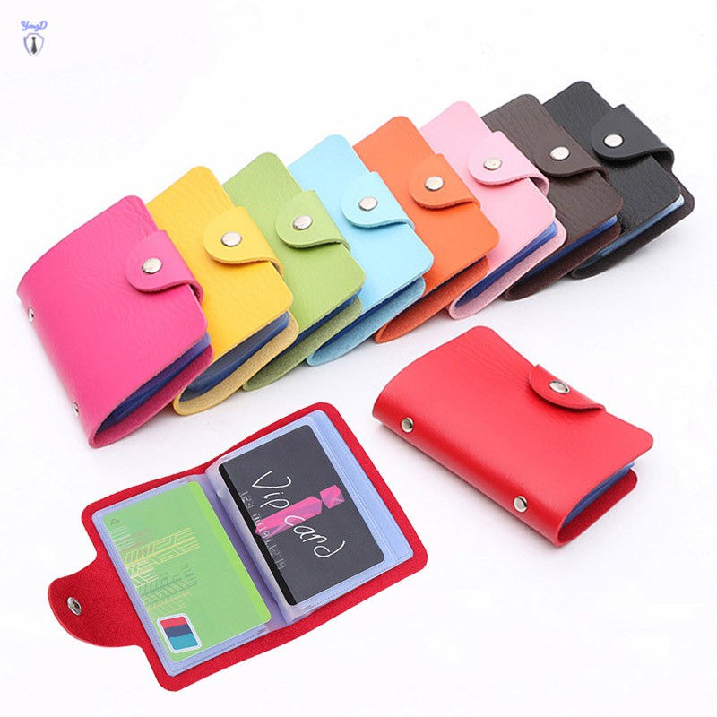 Ym Fashion Credit Card Holder Men Women Travel Cards Wallet PU Leather Buckle Business ID Card Holders @VN