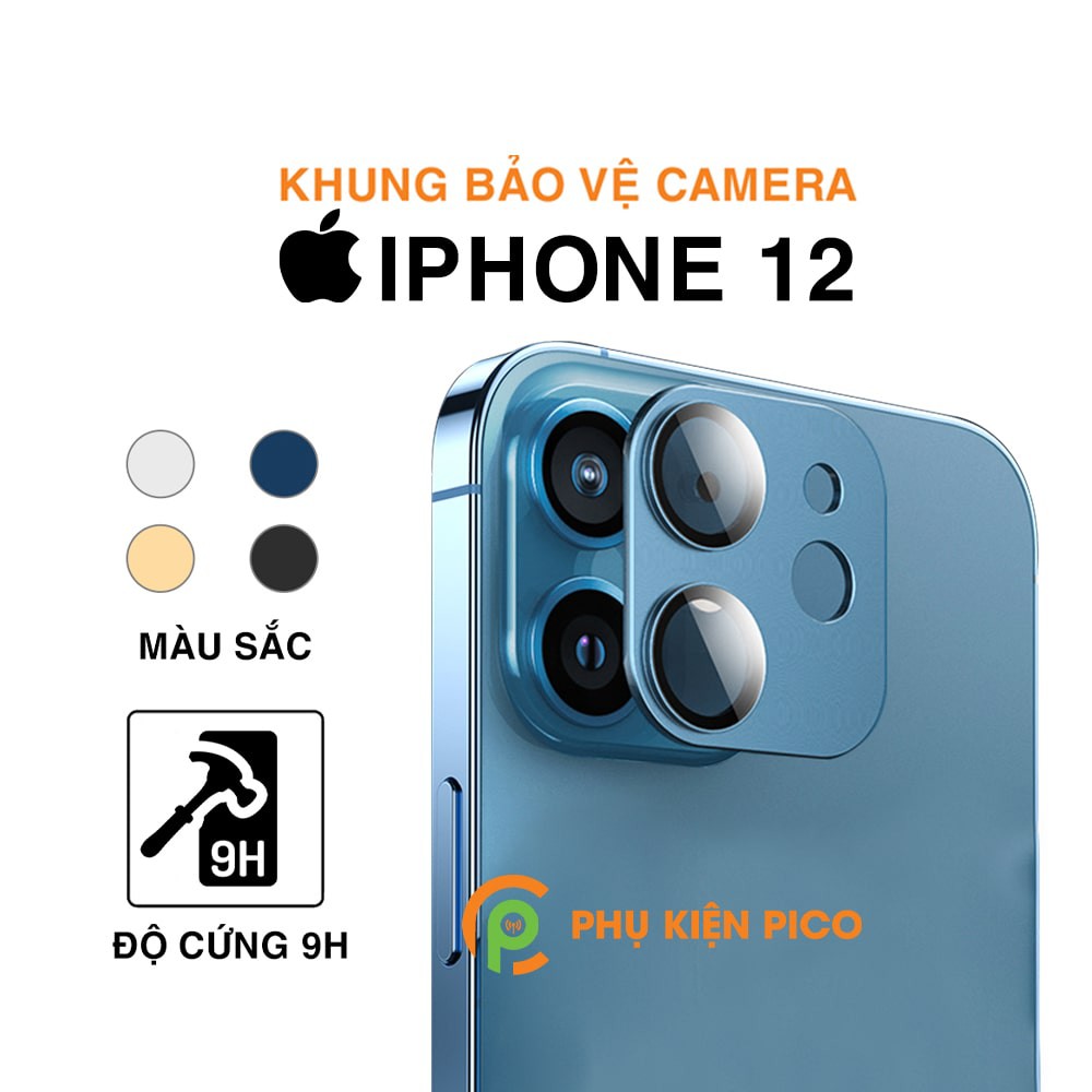 Khung nhôm bảo vệ camera Iphone 12 kèm kính cường lực, chống trầy xước, va đập - Dán camera Iphone 12