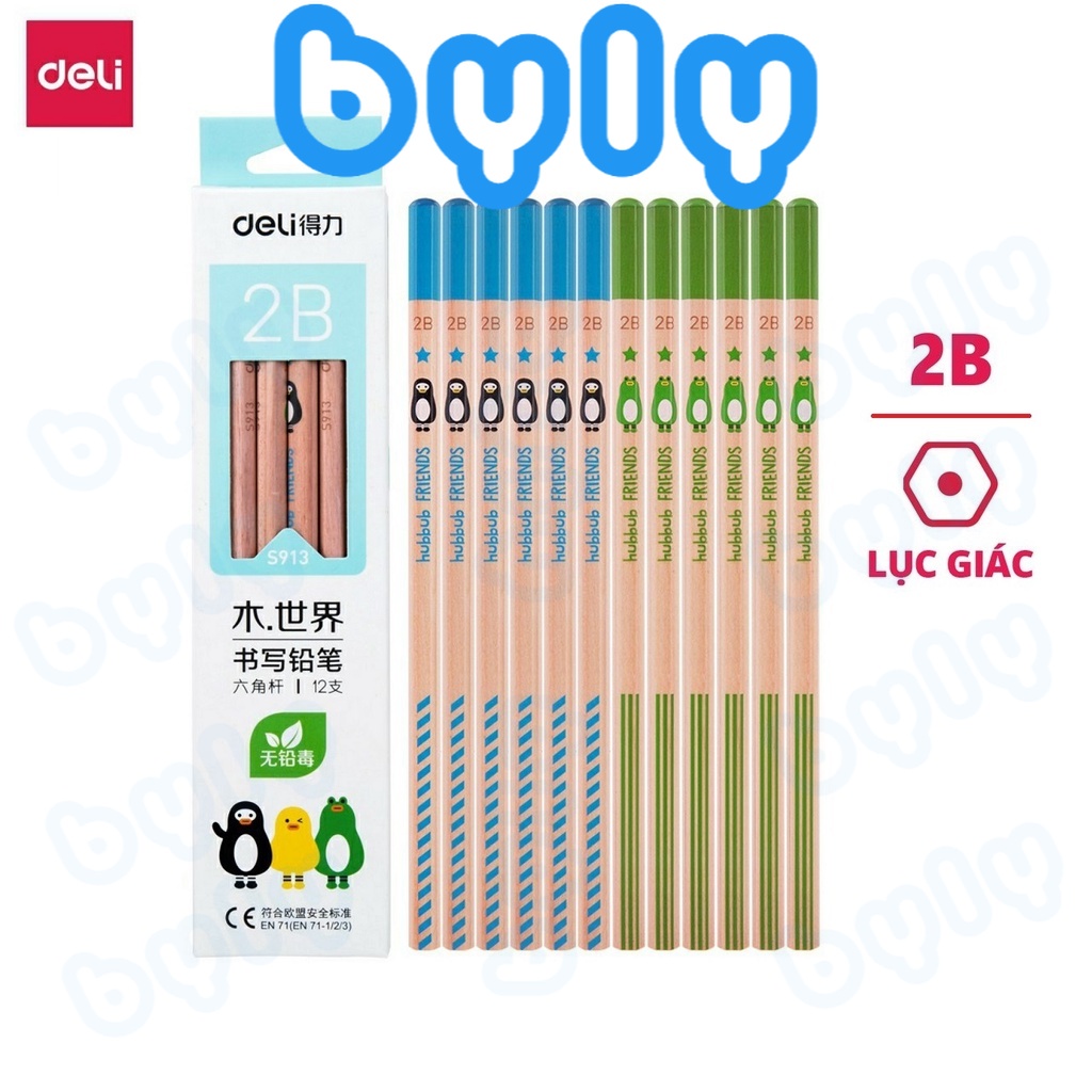 Bút chì gỗ ngòi 2B thương hiệu Deli S913
