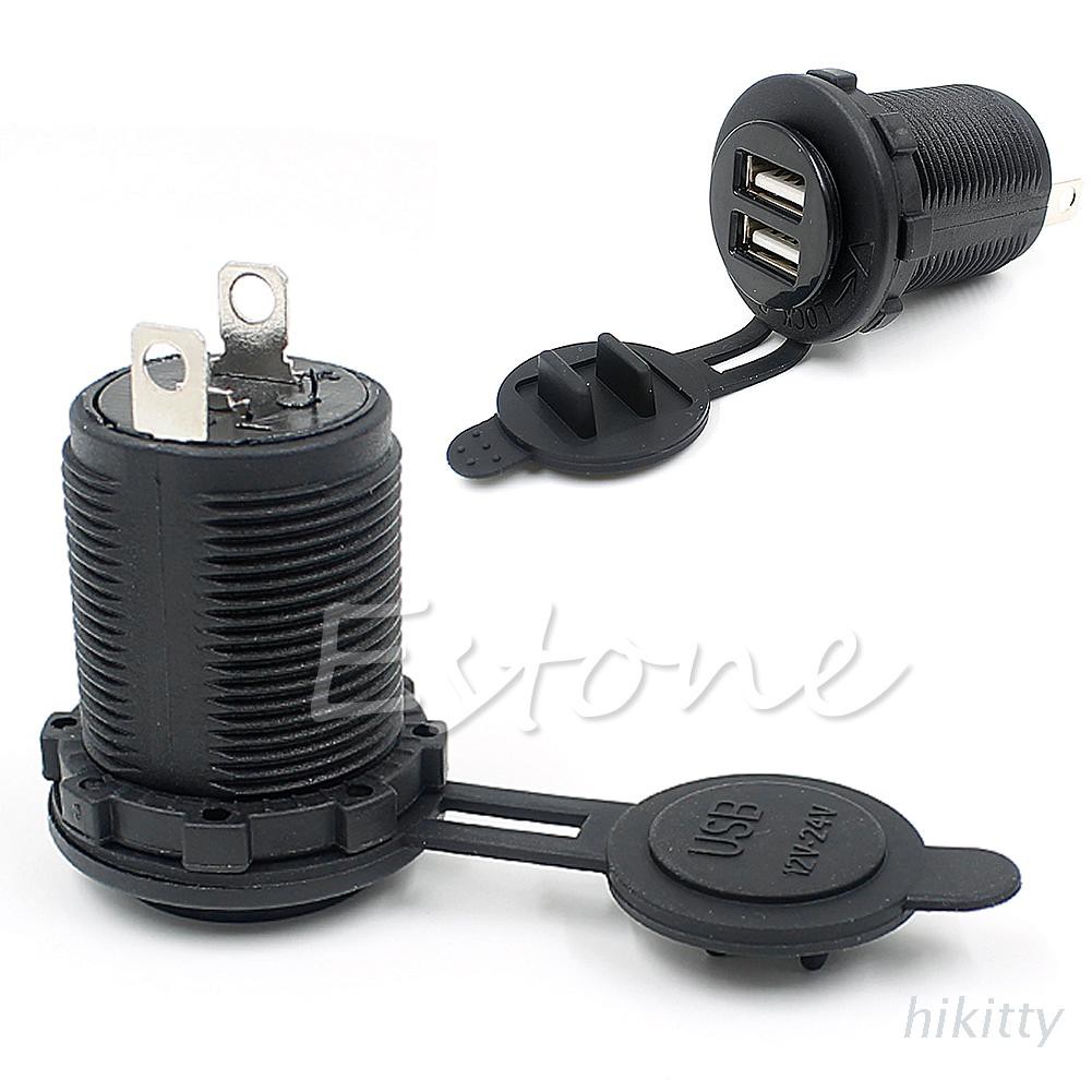 HIK Dual USB Car Cigarette Lighter Socket DC 12V-24V Charger Adapter Power Outlet