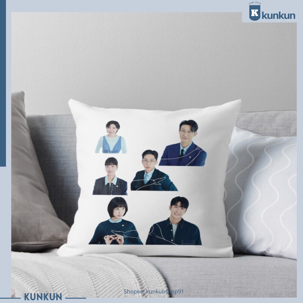 Gối Vuông In Hình Phim Nữ Luật Sư Kỳ Lạ Woo Young Woo, Park Eun Bin, Kang Tae Oh Gối K Drama